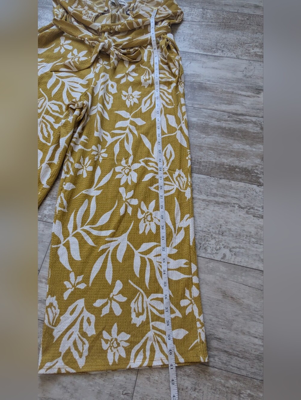 Yellow Floral Wide-Leg Jumpsuit with Self-Tie Waist - Picture 8 of 8